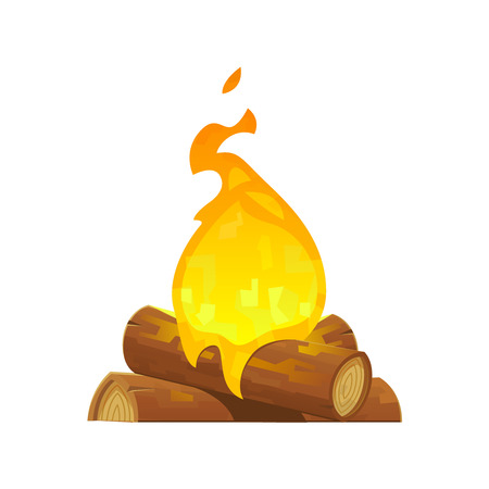 Isolated cartoon camp bonfire on white background vectorのイラスト素材