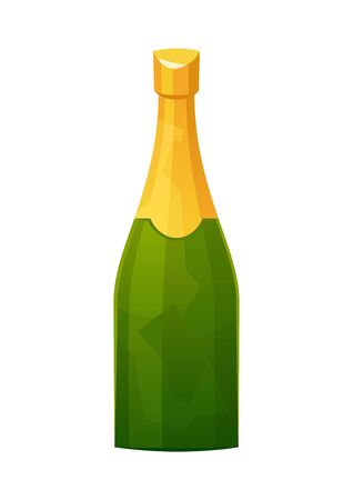 Champagne bottle with gold foil isolated on white background vectorのイラスト素材