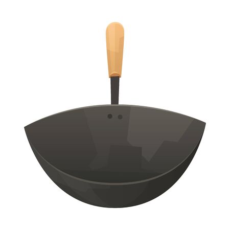 Chinese frying pan wok on white background vectorのイラスト素材
