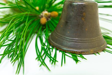 Winter or Christmas  themed background with old bell   Holidaysの写真素材