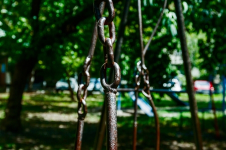 Close view of links in a chain の写真素材