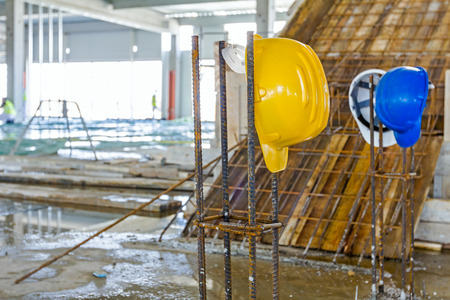 Safety equipment placed on the tied reinforcing basic metal profile in square shape.