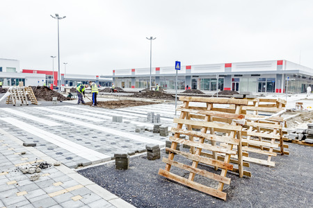 Zrenjanin, Vojvodina, Serbia - September 25, 2015: Landscape transform into urban area, people are...