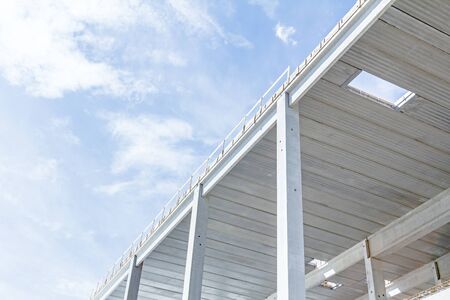 Architecture concept, spacious concrete structure with pillars
