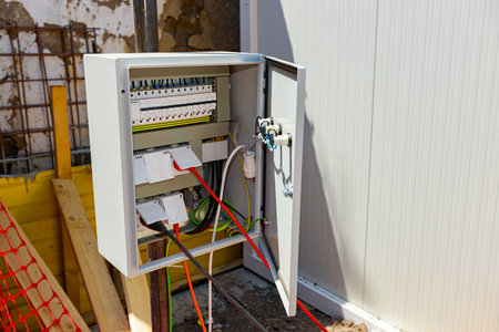 Fuse box, control panel with automatic fuses and sockets, electrical control panel enclosure for...