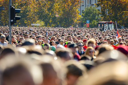 Novi Sad, Serbia - 11.01.2025: Thousands of people at commemorative gatherings reflects collective...