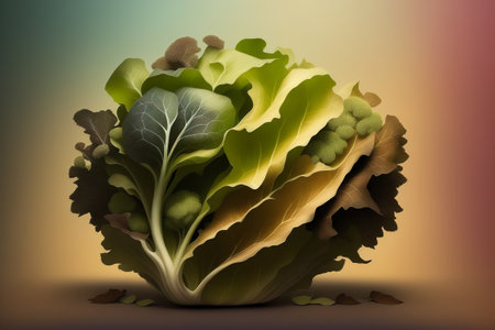 Abstract image of a hybrid bob of lettuce and cabbage. AI generativeの素材
