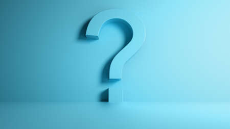 Question mark near the wall, pink background, for text, 3D illustration
