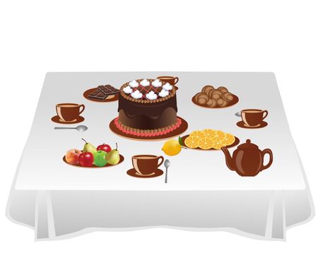 Table with sweetsのイラスト素材