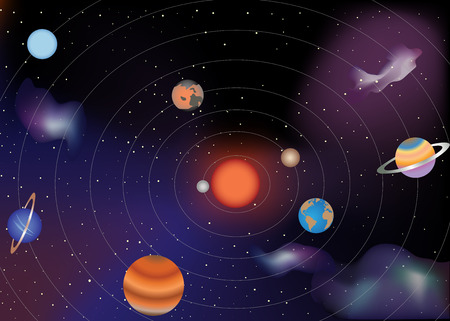 The planets of the solar system and Sunのイラスト素材