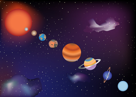 Parade of planets of the solar systemのイラスト素材