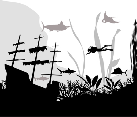 sunken shipのイラスト素材