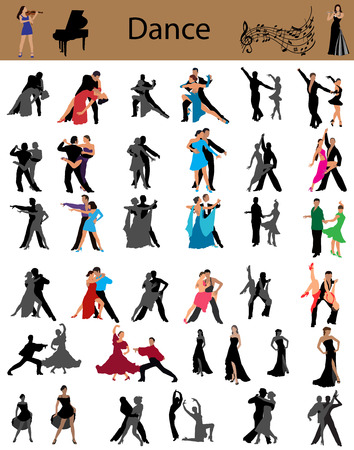 Collection of the dancing couples, different styles of danceのイラスト素材