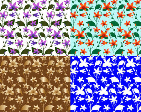 Seamless pattern with bellflower (bluebell) in colour imageのイラスト素材