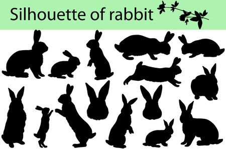 Collection of silhouettes of rabbits and its cubsのイラスト素材