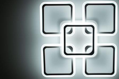 Illuminated rectangles on a dark background. 3d rendering
