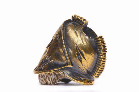 A golden helmet. The Spartans helmet. Warriors Helmetの写真素材