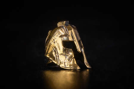 A golden helmet. The Spartans helmet. Warriors Helmetの写真素材