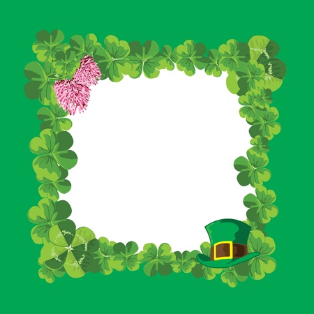 green frame of leaves and flowers of clover symbols of the holidayのイラスト素材