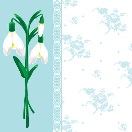 Spring card with snowdrops tender tonesのイラスト素材