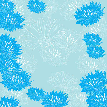 Blue background with spring flowersのイラスト素材
