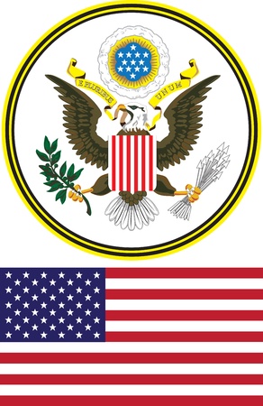 great seal and flag of the United States on a white backgroundのイラスト素材