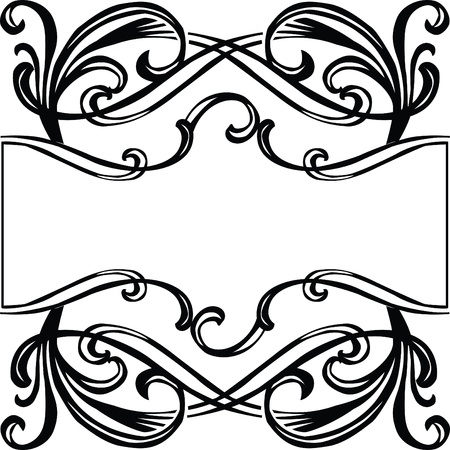 black frame with filigree ornament Art Nouveauのイラスト素材