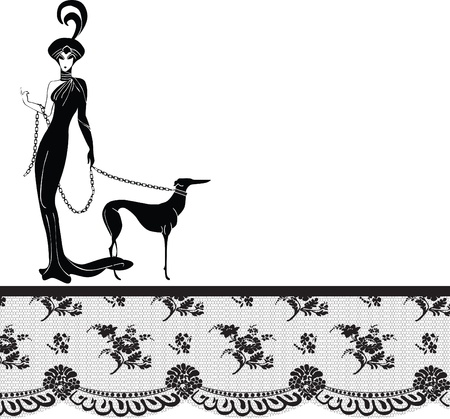 frame with vintage lace and a model high fashionのイラスト素材