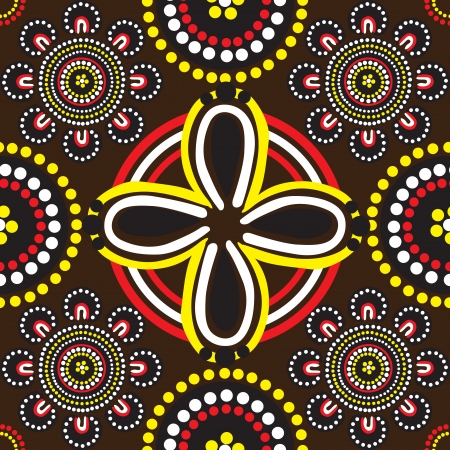 seamless background with ornament of Australian Aboriginesのイラスト素材