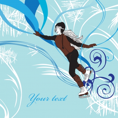 girl at the rink abstract backgroundのイラスト素材