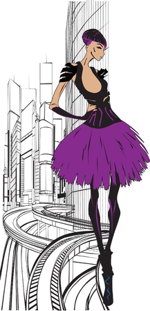 sketch of a girl from Japanのイラスト素材