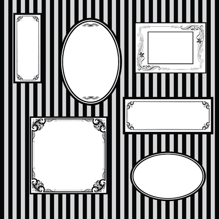 set of different frames on the wall with stripesのイラスト素材