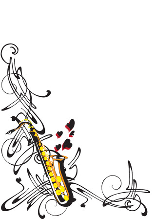 frame with a saxophone on a white background のイラスト素材