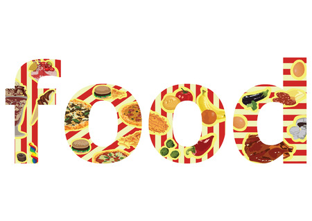letters with food on a white backgroundのイラスト素材