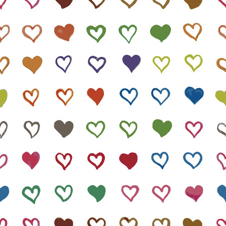 pattern with hearts painted by handのイラスト素材