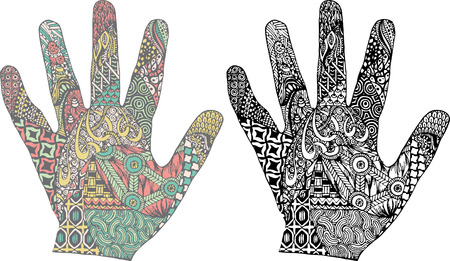 The hand in the abstract pattern on a white backgroundのイラスト素材