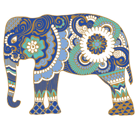 Asian elephant with patternsのイラスト素材