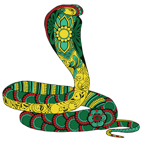 Cobra decorated with Indian mehdi patterns.のイラスト素材