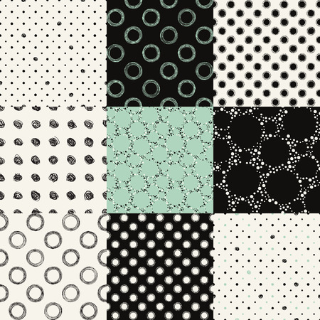 Set of seamless pattern with dots, circles, specks.のイラスト素材