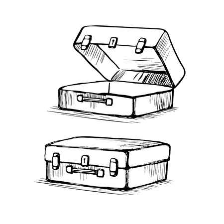 Suitcase is open and closedのイラスト素材