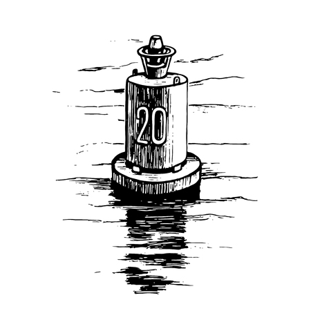 Warning buoy at the river banks vectorのイラスト素材