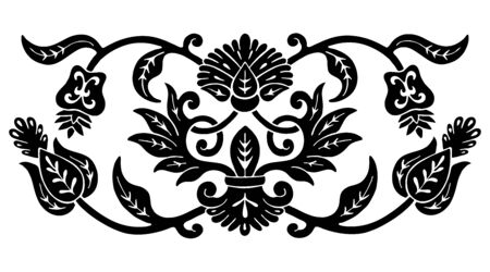 Flower ethnic ornament of black colorのイラスト素材
