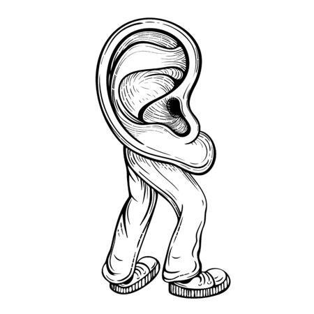 Sketch human ear on its feetのイラスト素材