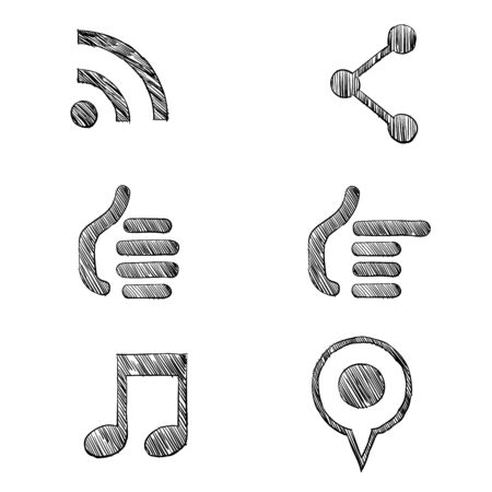 Icons are drawn by hand vector setのイラスト素材
