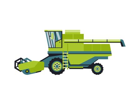 Harvesting machine combine, isolated on white background flat style icon.のイラスト素材