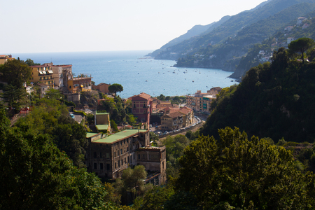 View from the promontory of the natural inlet, Vietri sul mare, Amalfi coast Salerno Italyのeditorial素材