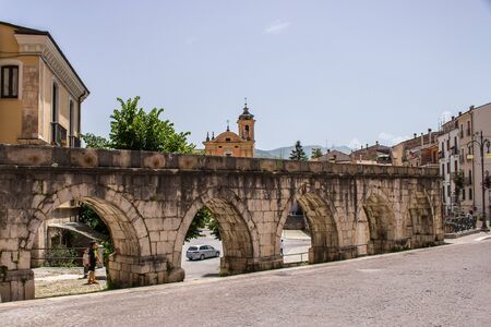 The medieval Aqueduct of Sulmona, built near Piazza Garibaldiの写真素材