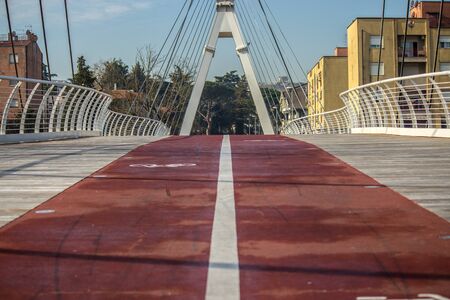 new cycle-pedestrian educational bridge S. Maria degli Angeli - Rione LibertÃ  - Beneventoの写真素材
