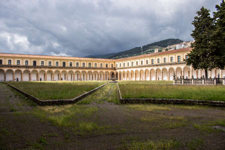 Padula, Salerno, Campania, Italy - May 21, 2017: Big Cloister in the Certosa di San Lorenzoのeditorial素材