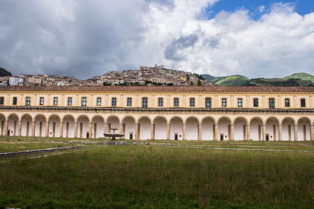 Padula, Salerno, Campania, Italy - May 21, 2017: Big Cloister in the Certosa di San Lorenzoのeditorial素材
